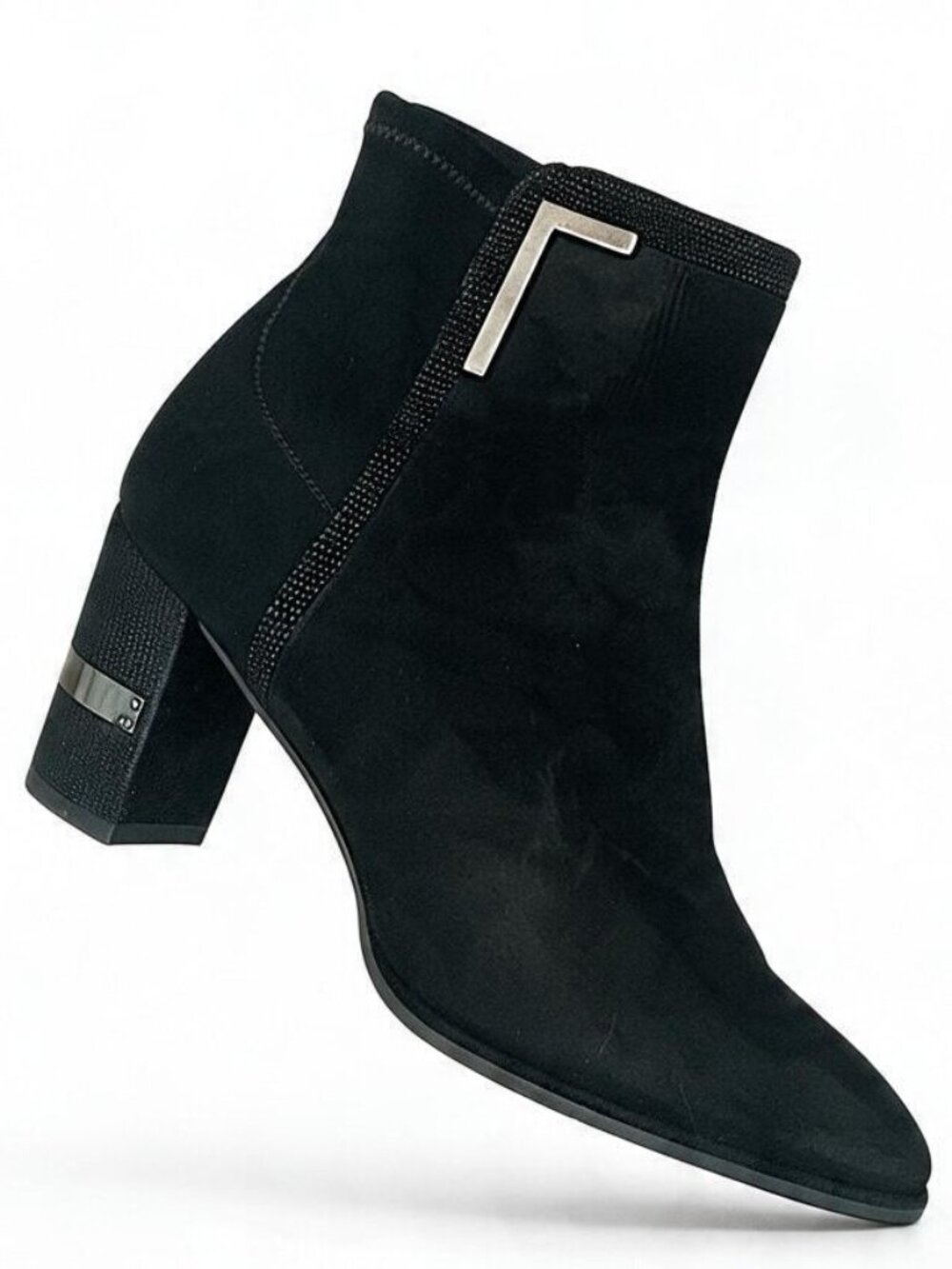 Stuart Weitzman "Scaffold" Black Suede Ankle Boot